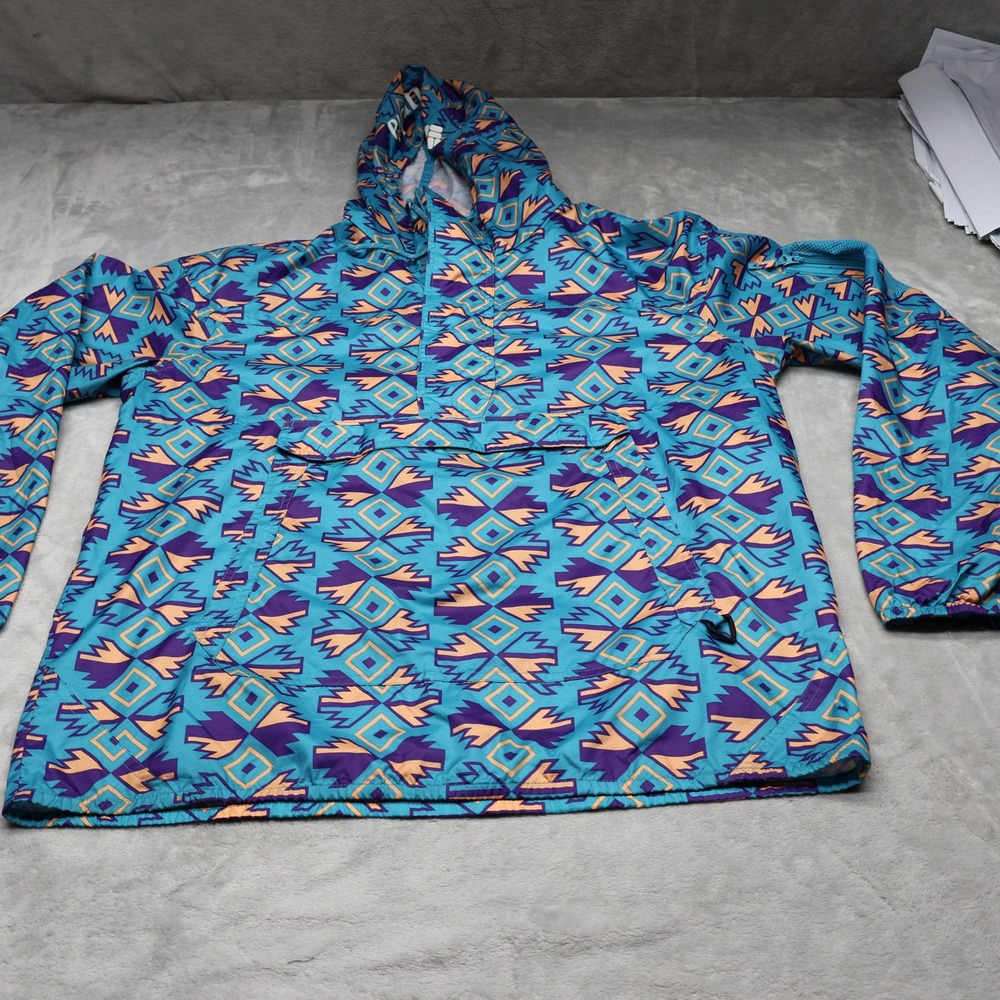 Columbia Mens Large Blue Geometric Challenger Windbreaker Light Hiking Pullover